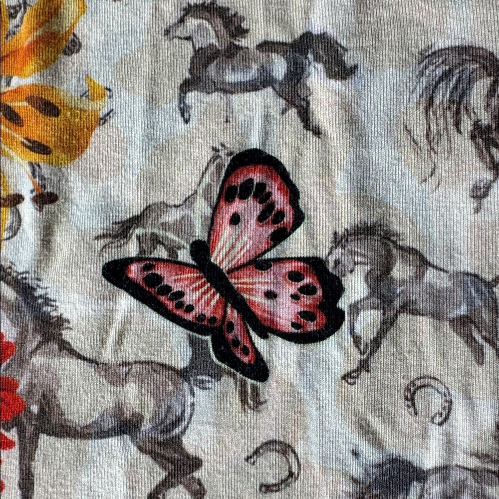 Johnny Was Multicolor Floral Short Sleeve V-Neck Tee - Picture 7 of 8